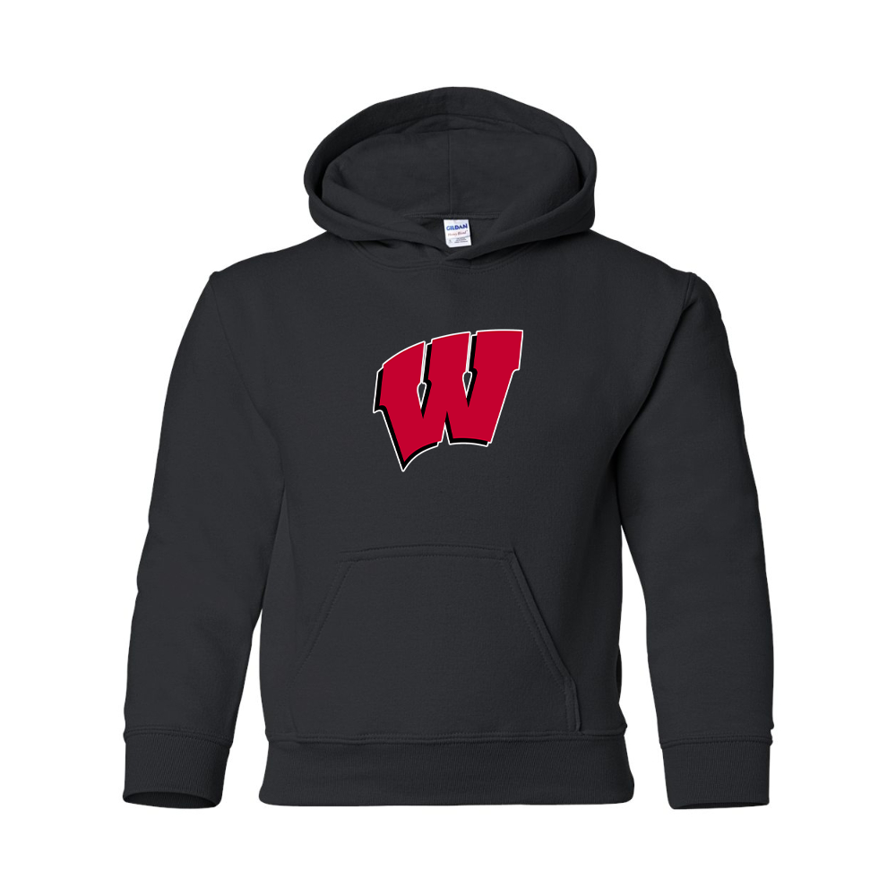 Youth Wisconsin Badgers Gildan Heavy Blend  Hooded Sweatshirt